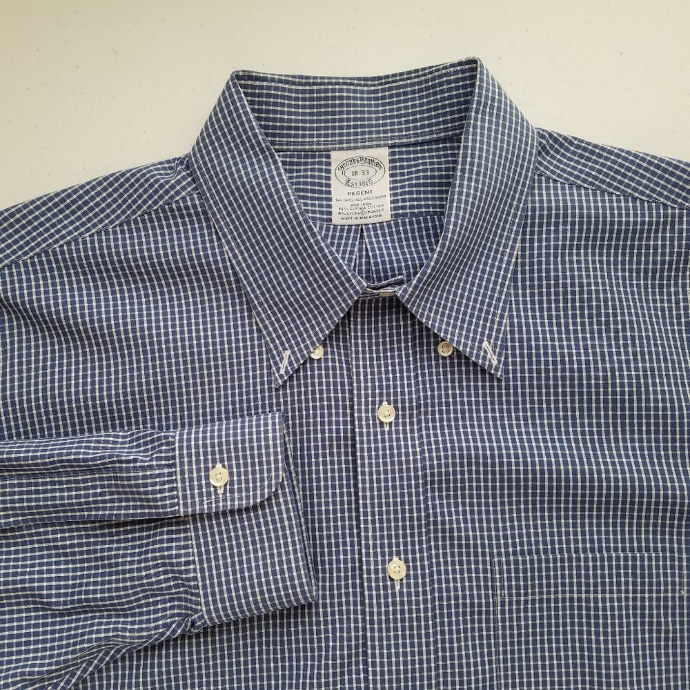 Brooks Brothers Regent Plaid Button Front Long Sleeve Shirt Mens Size Medium
